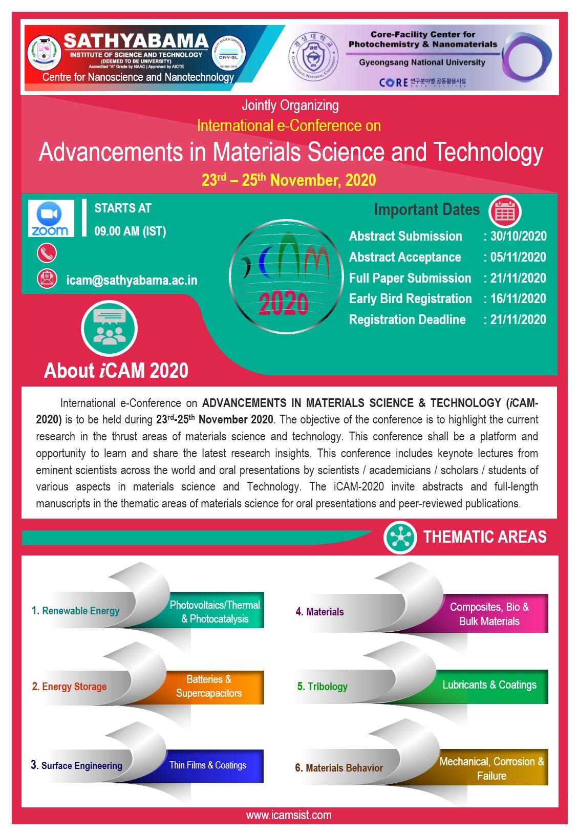 International Conference on Advancements in Materials Science and Technology iCAM 2020